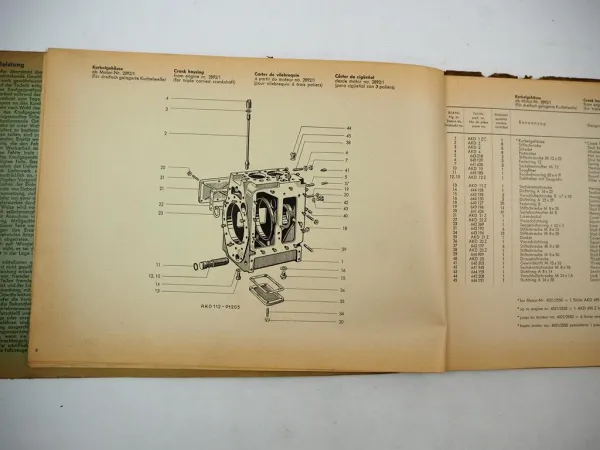 Original Fahr D180H Dieselschlepper mit Motor AKD112Z Ersatzteilliste 1957