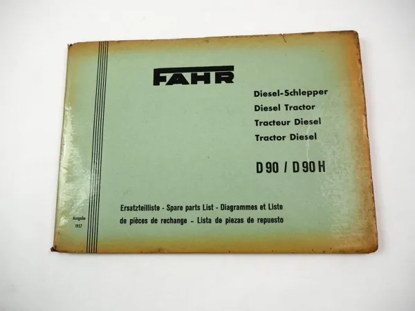 Original Fahr D90 D90H Diesel Schlepper mit Motor AKD112E Ersatzteilkatalog 1957