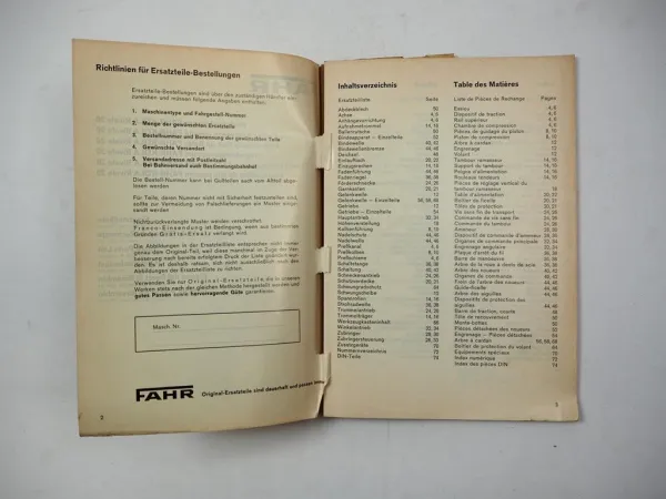 Original Fahr Köla Rivale 20 Hochdruckpresse Ersatzteilliste 4/1973