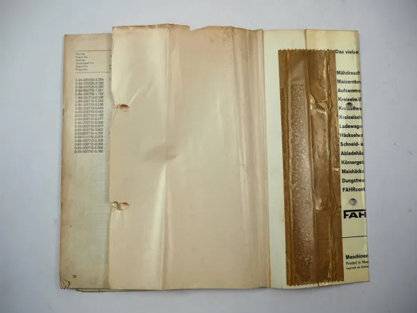 Original Fahr Köla Rivale 20 Hochdruckpresse Ersatzteilliste 4/1973