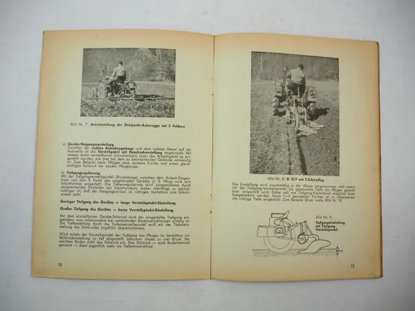 Original Fahr Kraftheber für D12 bis D270H Schlepper Betriebsanleitung 1956