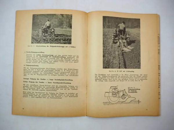 Original Fahr Kraftheber für D12 bis D270H Schlepper Betriebsanleitung 1957