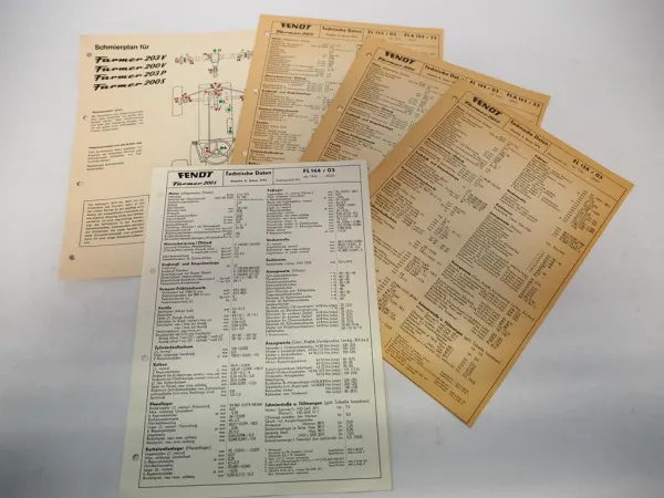 Original Fendt Farmer 200 V/S 203 V/P Schmierplan & Technische Daten Anzugswerte