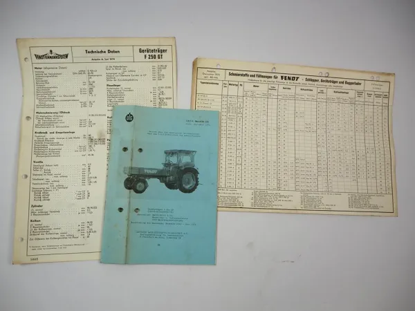 Original Fendt Farmer F250GT Geräteträger Technische Daten Prüfbericht 1970