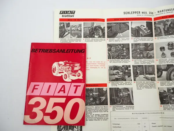 Original Fiat 350 Schlepper Betriebsanleitung Bedienung Wartung 1971