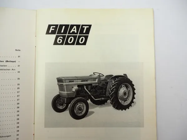 Original Fiat 600 Schlepper Betriebsanleitung Bedienung Wartung 1971