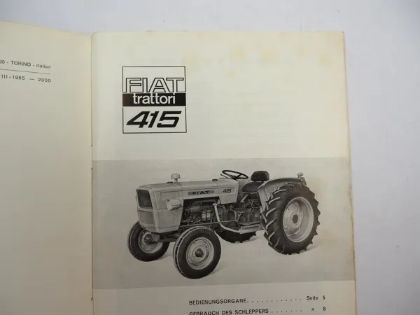 Original Fiat Trattori 415 Schlepper Betriebsanleitung Bedienung Wartung 1965