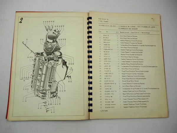 Original Ford Dieselmotor 4 und 6 für Schlepper Mähdrescher Ersatzteilliste 1965