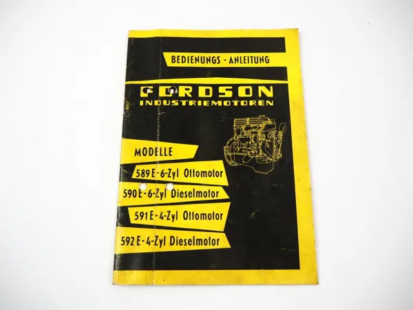 Original Ford Fordson 589 590 591 592 E Industriemotoren Betriebsanleitung 1960