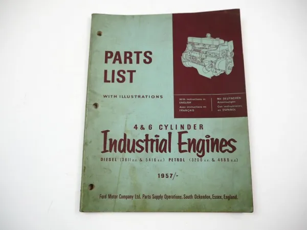 Original Ford Industrial Engines 4 & 6 Cylinder Spare Parts List 1957 - 1966