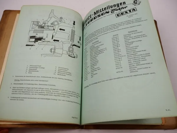 Original Fordson Dexta Traktor Service Mitteilungen 1958 - 1962 Werkstatthandbuch