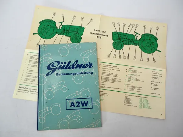 Original Güldner A2W Schlepper mit Motor 2DNS Betriebsanleitung Wartung 1960
