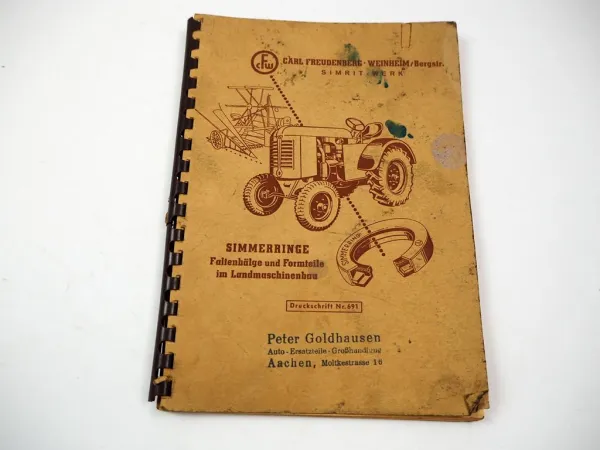 Original Handbuch Simrit Simmeringe Faltenbälge für Schlepper CFW Weinheim