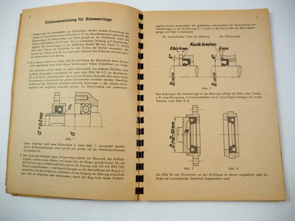 Original Handbuch Simrit Simmeringe Faltenbälge für Schlepper CFW Weinheim