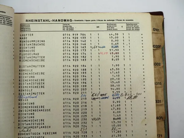 Original Hanomag Ersatzteil Preisliste Teil 2 Radschlepper und Baumaschinen 1970