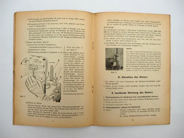 Original Hatz E 71 75 79 Dieselmotor Betriebsanleitung Bedienung Wartung 1962
