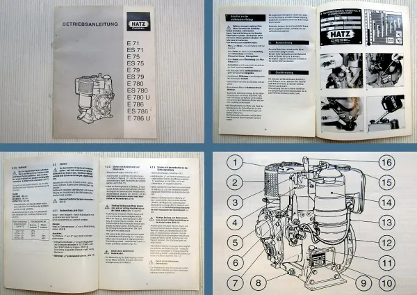 Original Hatz E ES 71 75 79 780 786 Motor Betriebsanleitung Wartung Pflege 1997