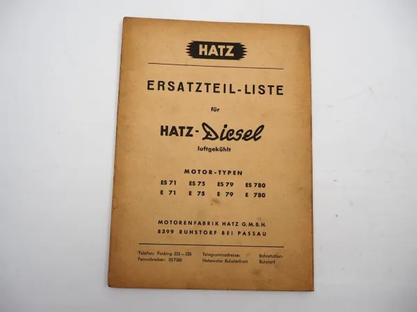 Original Hatz ES E 71 75 79 780 Dieselmotor luftgekühlt Ersatzteilliste 1964