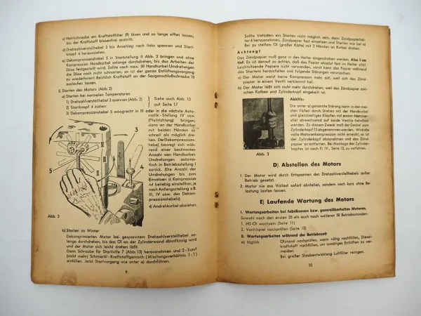Original Hatz ES E 71 75 79 Dieselmotor Betriebsanleitung Bedienung Wartung 1963