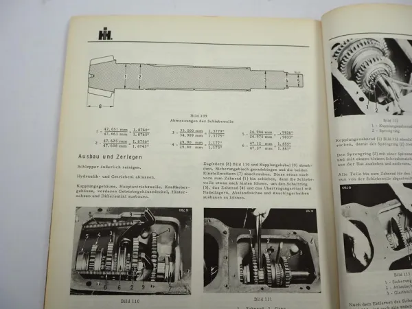 Original IHC 323 353 423 Werkstatthandbuch Getriebe Instandsetzung 1968