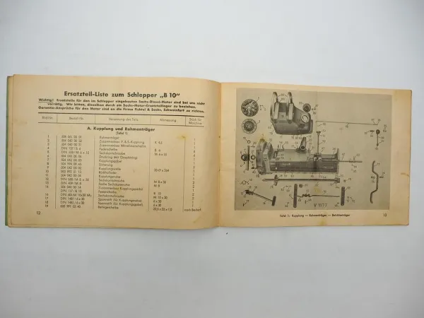 Original Holder B10 Diesel Schlepper Betriebsanleitung Ersatzteilliste 1953