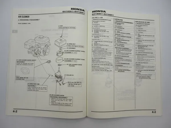 Original Honda GX120K1 GX160K1 Motor Werkstatthandbuch Reparatur 1991