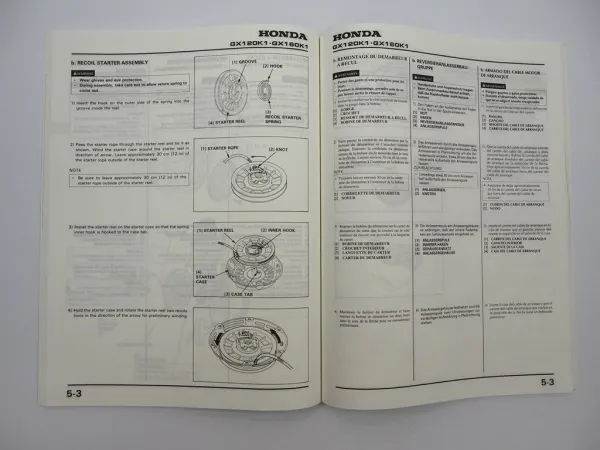 Original Honda GX120K1 GX160K1 Motor Werkstatthandbuch Reparatur 1991