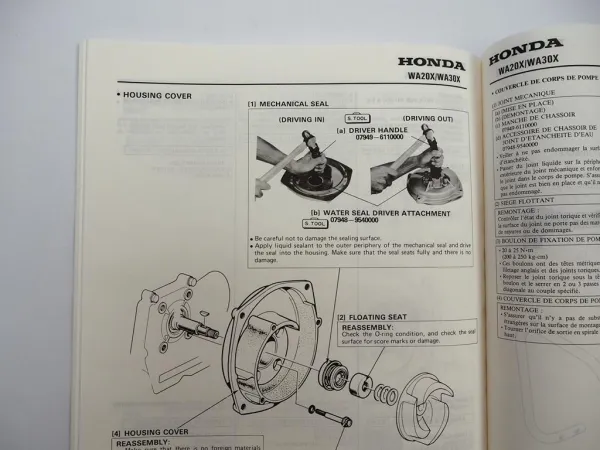 Original Honda WA20X WA30X Wasserpumpe Werkstatthandbuch Reparatur 1983