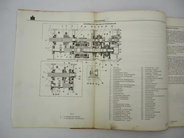 Original IHC 554 644 744 844 844S Werkstatthandbuch Getriebe 1976 Reparatur