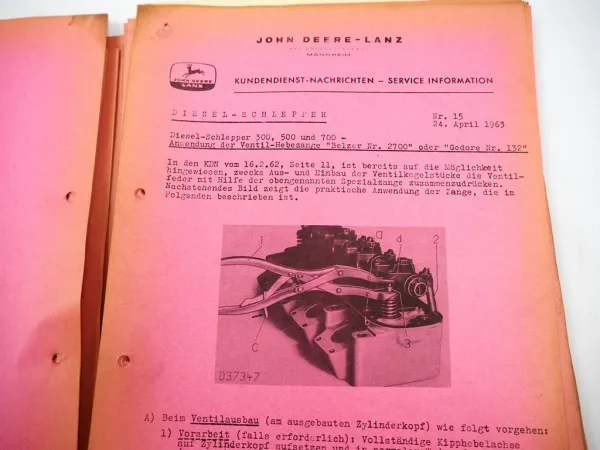 Original John Deere 100 300 500 700 Kundendienst Nachrichten 1963/64