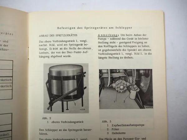 Original John Deere 25E Anbau Spritzgerät Betriebsanleitung 1960er Jahre