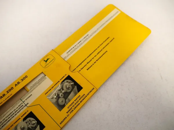 Original John Deere AB 100 200 300 Semoirs Sämaschine Einstelltabelle Schieber