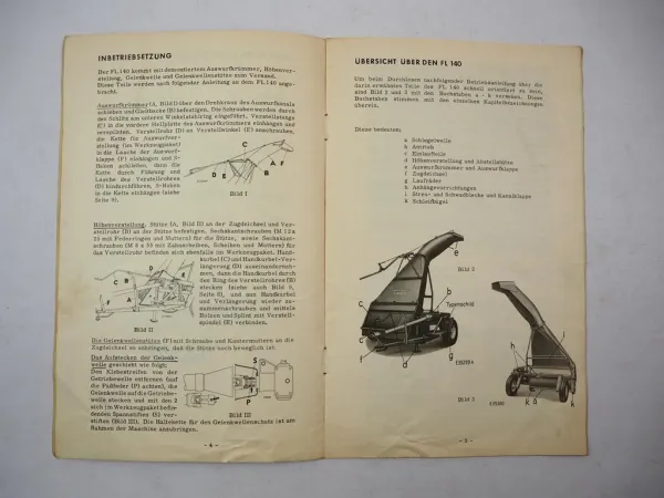 Original John Deere Lanz FL140 Anbau Feldhäcksler Betriebsanleitung 1960er Jahre