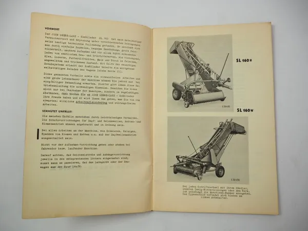 Original John Deere Lanz SL160 H W Anbau Kombi Lader Betriebsanleitung 1962