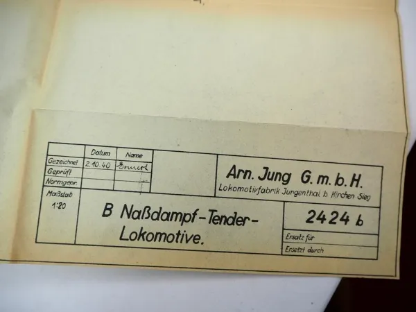Original Jung B-NT 1940 Dampf Lokomotive Jungenthal Foto + technische Zeichnung