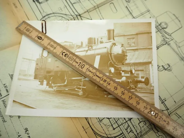 Original Jung B-NT 1940 Dampf Lokomotive Jungenthal Foto + technische Zeichnung