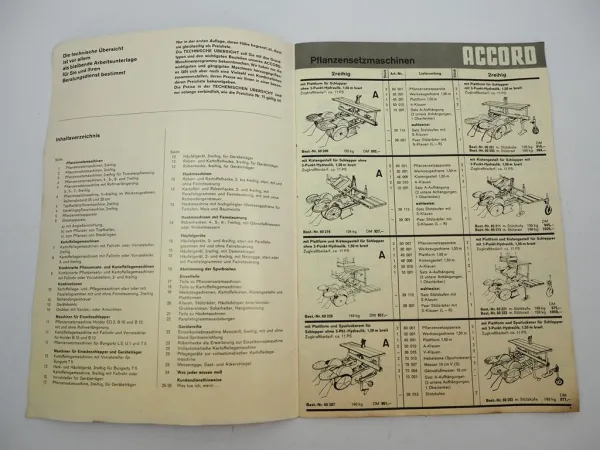 Original Katalog Accord Landtechnik Maschinenprogramm techn. Übersischt 1970er