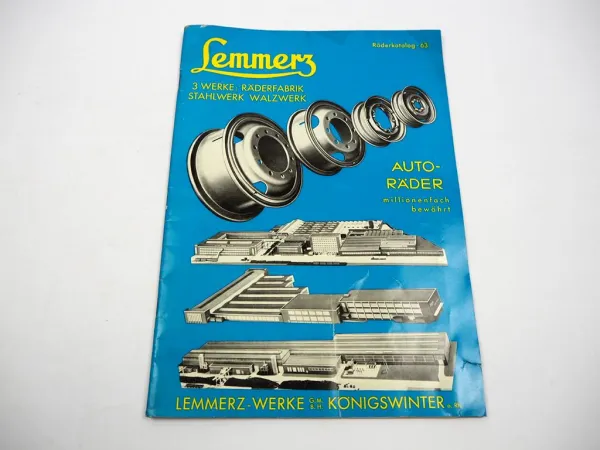 Original Katalog Lemmerz Räder Felgen für PKW LKW Schlepper 1963 Königswinter