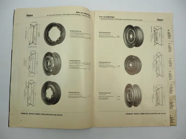 Original Katalog Lemmerz Räder Felgen für PKW LKW Schlepper 1963 Königswinter