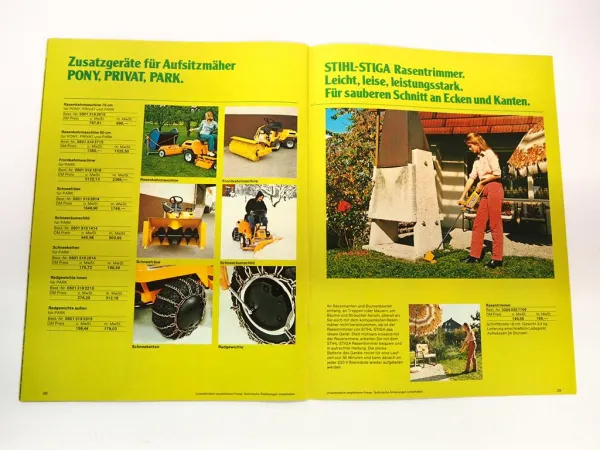 Original Katalog Stihl Stiga Motorgeräte Rasenmäher zur Gartenpflege 1980