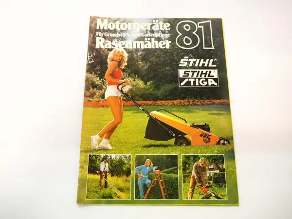 Original Katalog Stihl Stiga Motorgeräte Rasenmäher zur Gartenpflege 1981