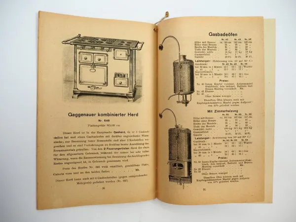 Original Kochbuch Bedienungsanleitung Gaggenauer Gasherde ca. 1930er Jahre
