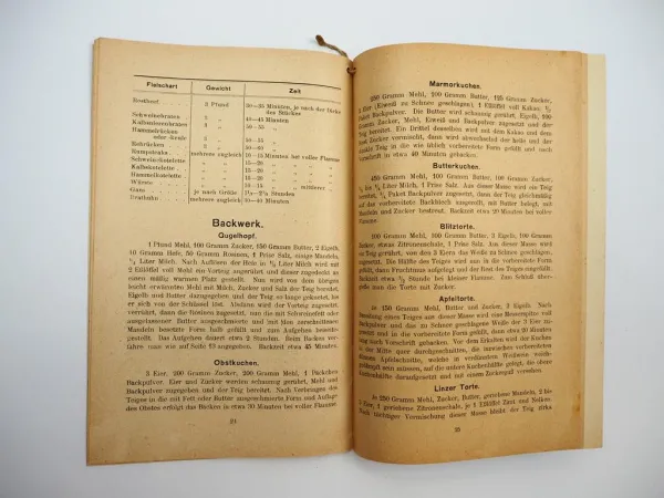 Original Kochbuch Bedienungsanleitung Gaggenauer Gasherde ca. 1930er Jahre