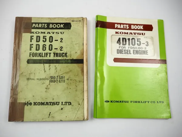 Original Komatsu FD 50 60 -2 Forklift Truck + Engine 4D105-3 Parts Book 1976/79