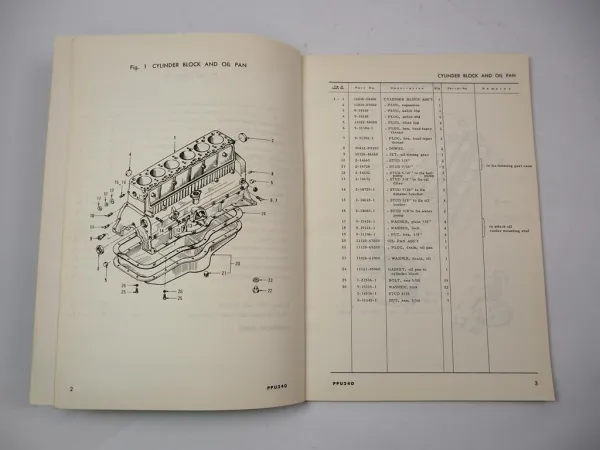 Original Komatsu PPU 240 Gasoline Engine FG 35 40 -1 Forklift Parts Book 1977