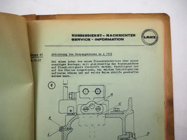 Original Lanz Alldog A1806 Kundendienst Nachrichten Service Information 1957/58