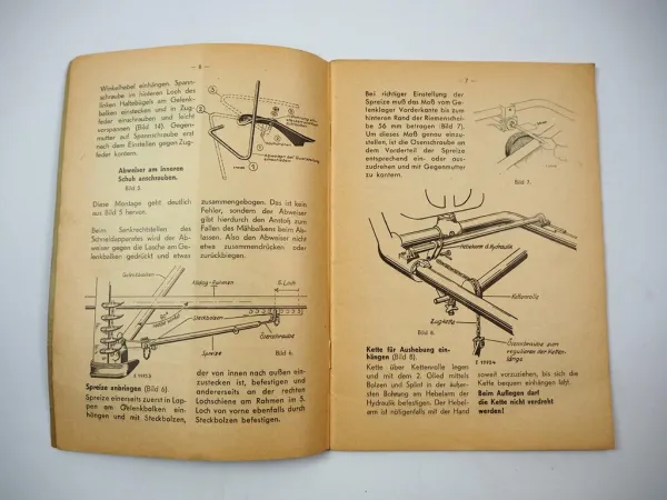 Original Lanz Alldog Anbaugrasmäher 5 Betriebsanleitung Ersatzteilliste 1955