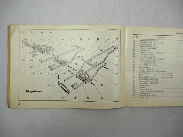 Original Lemken D FO FB K Volldrehpflug Betriebsanleitung Ersatzteilliste 1964