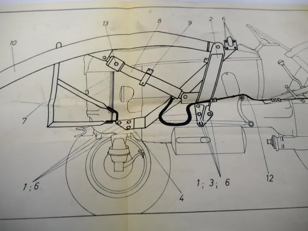 Original Ley Frontlader für Deutz D40S D50S Anbauanleitung Zeichnung 1963