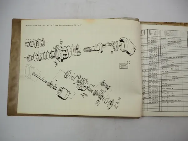 Original Linde MF50T Konstantmotor PF50T Konstantpumpe Ersatzteilliste 1973